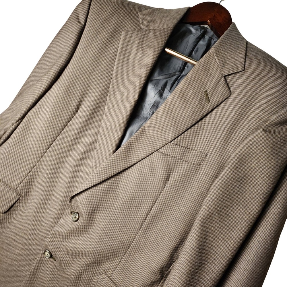 Unbranded Blazer Mens Brown Tan Micro Houndstooth Two Button Sport Coat